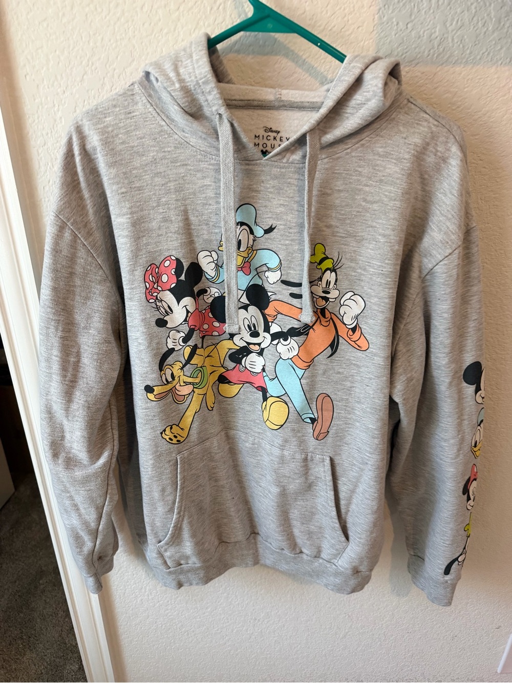 Disney Kids Light Gray Zip-Up Hoodie with Mickey & Friends Graphic